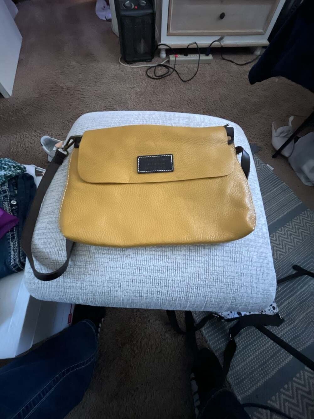 Borse in Pelle Genuine Leather Yellow Crossbody Handbag Made in Italy